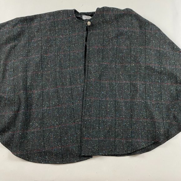 Moriarity's Sweaters - Moriarity's Dunloe Ireland Tweed Fleck Cape Cloak with Scarf Womens Gray Irish